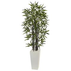 5.5ft. Black Bamboo Artificial Tree in White Tower Planter