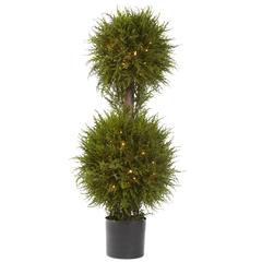 40in. Cedar Double Ball Topiary with Lights
