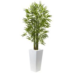 Bamboo Tree with White Planter, UV Resistant (Indoor/Outdoor)
