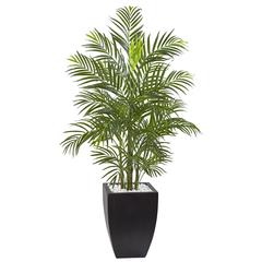 4.5ft. Areca Palm Tree with Black Wash Planter UV Resistant (Indoor/Outdoor)