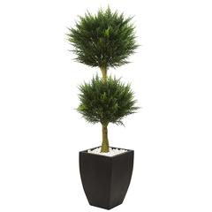 4.5ft. Cypress Topiary with Black Planter, UV Resistant (Indoor/Outdoor)