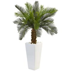 3ft. Cycas Artificial Tree in White Tower Planter