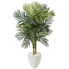 4.5ft. Golden Cane Palm Artificial Tree in White Oval Planter