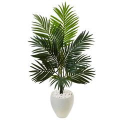 4.5ft. Kentia Palm Artificial Tree in White Oval Planter