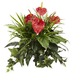 24in. Mixed Anthurium Artificial Plant (Set of 2)