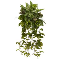 36in. Mixed Greens Hanging Artificial Plant (Set of 2)