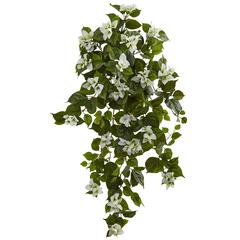 37in. Bougainvillea Hanging Artificial Plant (Set of 2), White