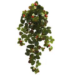 31in. Strawberry Hanging Bush with Berry (Set of 2)