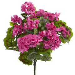 Geranium Artificial Bush, UV Resistant, Set of 3 (Indoor/Outdoor), Beauty