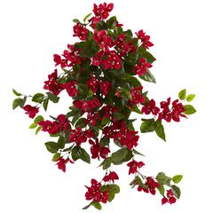 28in. Bougainvillea Hanging Bush Artificial Plant (Set of 2) UV Resistant (Indoor/Outdoor)