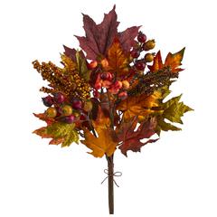 20in. Maple Leaf and Berries Artificial Flower Bouquet (Set of 3)