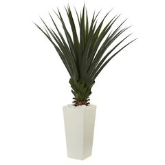 5ft. Spiky Agave Artificial Plant in White Tower Planter