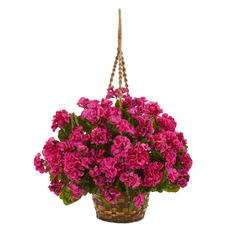 Geranium Hanging Basket Artificial Plant UV Resistant (Indoor/Outdoor), Beauty