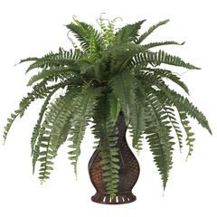 Boston Fern with Urn Silk Plant