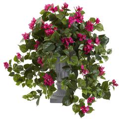 27in. Bougainvillea Flowering Silk Plant with Decorative Urn
