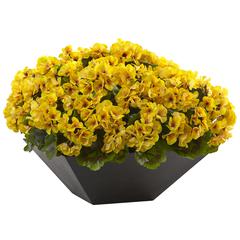 15in. Geranium with Black Planter UV Resistant (Indoor/Outdoor), Yellow