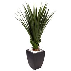 4.5ft. Spiked Agave Artificial Plant in Black Planter (Indoor/Outdoor)