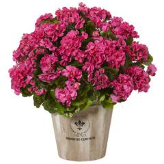 Geranium Silk Flowering Plant in Farmhouse Planter UV Resistant (Indoor/Outdoor), Beauty