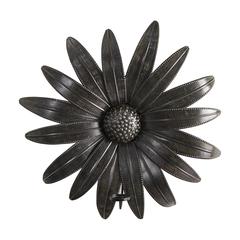 30in. x 30in. Brushed Metal Daisy Flower Sconce Candle Holder Wall Art Decor