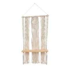 2.5ft. x 1.5ft. Layered Macrame Wall Hanging with Wooden Shelf
