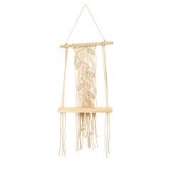 24in. Boho Chic Wood Macrame Shelf