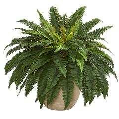 22in. Boston Fern Artificial Plant in Sandstone Planter