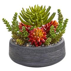 12in. Succulent Garden Artificial Plant in Bowl