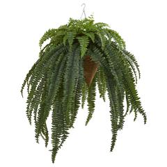 50in. Giant Boston Fern Artificial Plant in Hanging Cone
