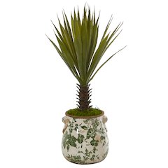 21in. Spiky Agave Artificial Plant in Floral Planter