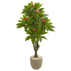5ft. Plumeria Artificial Tree in Decorative Planter UV Resistant (Indoor/Outdoor)