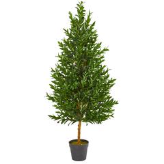 4.5ft. Olive Cone Topiary Artificial Tree UV Resistant (Indoor/Outdoor)