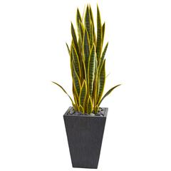 3.5ft. Sansevieria Artificial Plant in Slate Planter