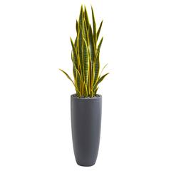 4.5ft. Sansevieria Artificial Plant in Gray Planter