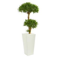 50in. Bonsai Styled Podocarpus Artificial Tree in Tower Planter