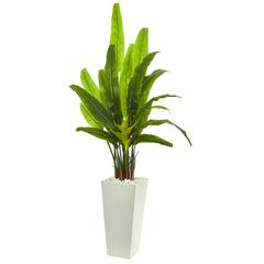 69in. Travelers Palm Artificial Tree in White Tower Planter