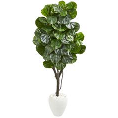 68in. Fiddle Leaf Fig Artificial Tree in White Planter