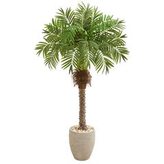 63in. Robellini Palm Artificial Tree in Sandstone Planter