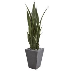 57in. Sansevieria Artificial Plant in Slate Planter