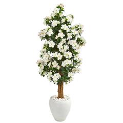 5ft. Azalea Artificial Tree in White Planter