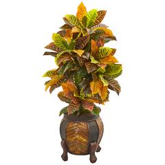 44in. Croton Artificial Plant in Decorative Planter (Real Touch)