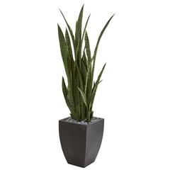 4.5ft. Sansevieria Artificial Plant in Black Planter