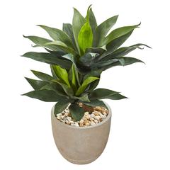 34in. Double Agave Succulent Artificial Plant in Sand Stone Planter