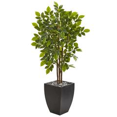 57in. River Birch Artificial Tree in Black Planter