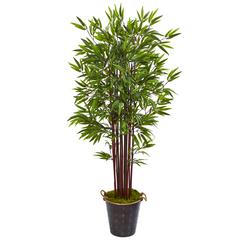74in. Bamboo Artificial Tree in Metal Planter