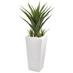 40in. Spiky Agave Artificial Plant in White Planter