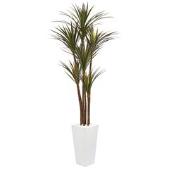 6.5ft. Giant Yucca Artificial Tree in White Planter UV Resistant