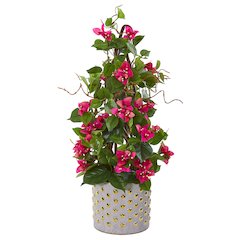 25in. Bougainvillea Artificial Climbing Plant in Designer Vase