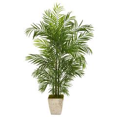 63in. Areca Artificial Palm Tree in Country White Planter UV Resistant (Indoor/Outdoor)