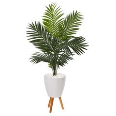 61in. Paradise Palm Artificial Tree in White Planter with Stand