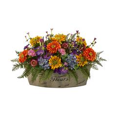 18in. Mixed Flowers Artificial Arrangement in Decorative Vase